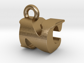 3D Monogram Pendant - NCF1 in Polished Gold Steel