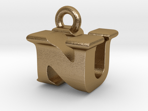 3D Monogram Pendant - NUF1 in Polished Gold Steel