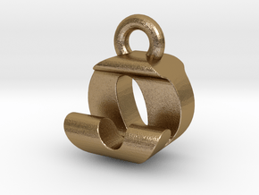 3D Monogram Pendant - OJF1 in Polished Gold Steel