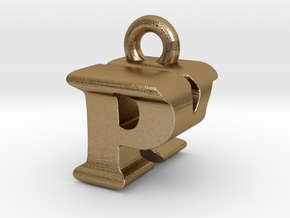 3D Monogram Pendant - PKF1 in Polished Gold Steel