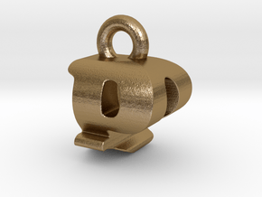 3D Monogram Pendant - PQF1 in Polished Gold Steel