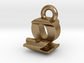 3D Monogram - QJF1 in Polished Gold Steel