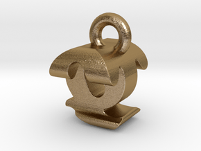 3D Monogram - QTF1 in Polished Gold Steel