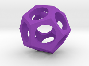 Pendant -dodecahedron in Purple Processed Versatile Plastic