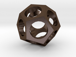 Pendant -dodecahedron in Polished Bronze Steel