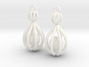 Cage Drop Earrings in White Processed Versatile Plastic
