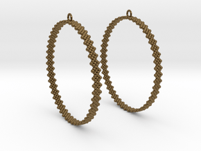 Pearl Hoop Earrings 60mm in Polished Bronze