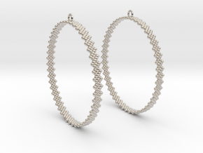Pearl Hoop Earrings 60mm in Platinum