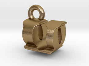 3D Monogram - UQF1 in Polished Gold Steel