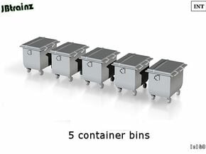 5 Container Bins (1:160) in Smooth Fine Detail Plastic