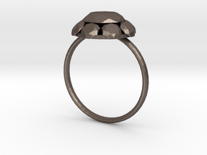 Diamond Ring US Size 8 UK Size Q in Polished Bronzed Silver Steel