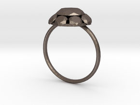 Diamond Ring US Size 7 UK Size O in Polished Bronzed Silver Steel