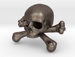 12mm .47in Skull & Bones for earring in Polished Bronzed Silver Steel