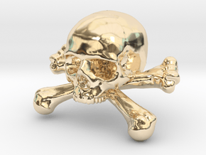 12mm .47in Skull & Bones for earring in 14K Yellow Gold