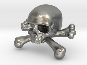 12mm .47in Skull & Bones for earring in Natural Silver