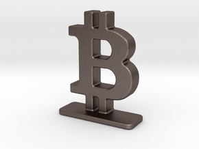 Bitcoin Stand in Polished Bronzed Silver Steel