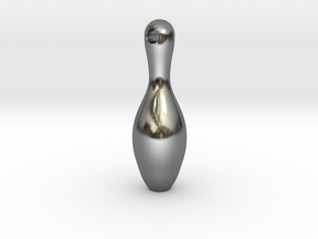 Ten Pin Bowling Pin - Charm / Keyring / Pendant in Polished Silver
