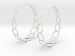 Curvy Wire 1 Hoop Earrings 50mm in White Natural Versatile Plastic