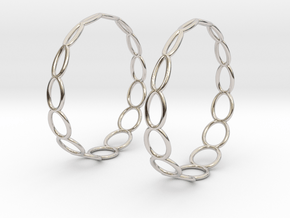 Curvy Wire 1 Hoop Earrings 50mm in Platinum
