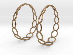 Curvy Wire 1 Hoop Earrings 50mm in Natural Brass