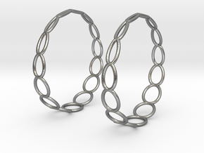 Curvy Wire 1 Hoop Earrings 50mm in Natural Silver