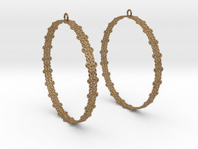Knitted 2 Hoop Earrings 60mm in Natural Brass