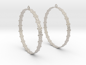 Knitted 2 Hoop Earrings 60mm in Platinum