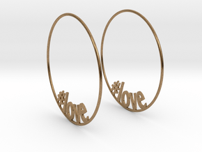 Hashtag Love Hoop Earrings 60mm in Natural Brass