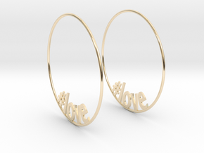 Hashtag Love Hoop Earrings 60mm in 14K Yellow Gold