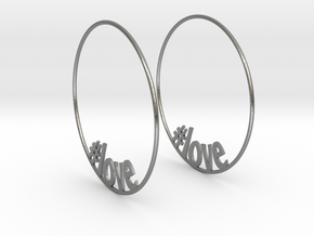 Hashtag Love Hoop Earrings 60mm in Natural Silver
