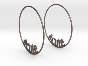 Hashtag Cute Big Hoop Earrings 60mm in Polished Bronzed Silver Steel
