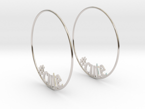 Hashtag Cute Big Hoop Earrings 60mm in Platinum