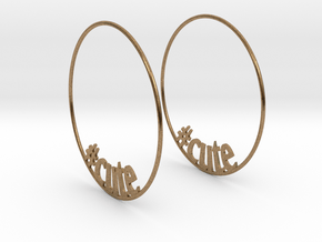 Hashtag Cute Big Hoop Earrings 60mm in Natural Brass