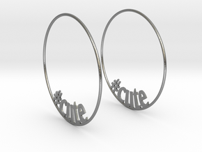 Hashtag Cute Big Hoop Earrings 60mm in Natural Silver