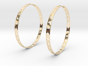 Big Hoop Earrings With Hearts 60mm in 14K Yellow Gold
