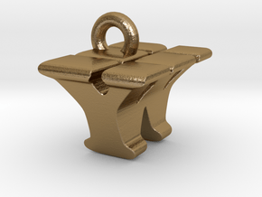 3D Monogram - YWF1 in Polished Gold Steel