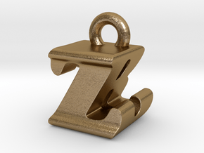 3D Monogram - ZBF1 in Polished Gold Steel