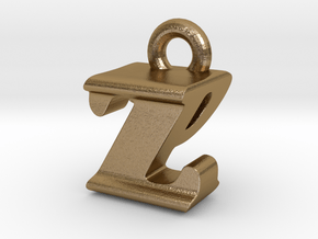 3D Monogram - ZPF1 in Polished Gold Steel