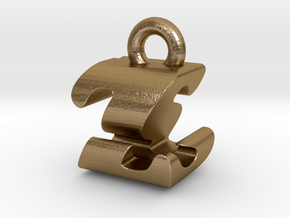 3D Monogram - ZSF1 in Polished Gold Steel