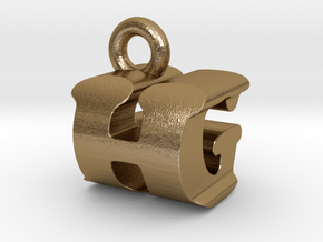 3D Monogram Pendant - HGF1 in Polished Gold Steel