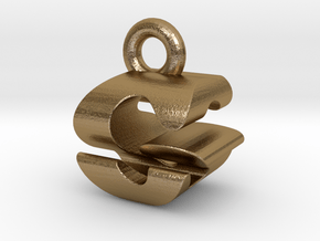 3D Monogram Pendant - GSF1 in Polished Gold Steel