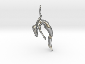 Girl Acrobat Pendant in Natural Silver