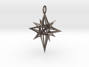 Christmas 3D Star in Polished Bronzed Silver Steel