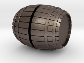 1/56th (28 mm) scale wooden barrel in Polished Bronzed Silver Steel