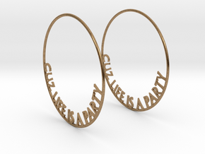 Cuz Life Is A Party Big Hoop Earrings 60mm in Natural Brass