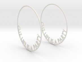 Cuz Life Is A Party Big Hoop Earrings 60mm in White Natural Versatile Plastic