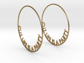 Cuz Life Is A Party Big Hoop Earrings 60mm in Polished Gold Steel