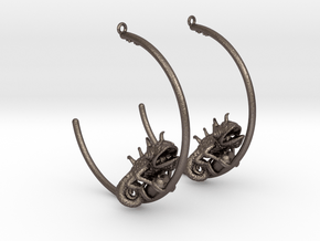 Chameleon Hoops  in Polished Bronzed Silver Steel