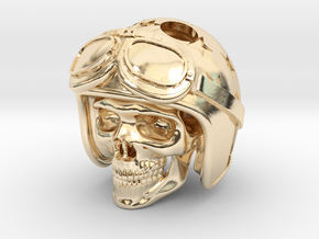 Easy Rider Skull Pendant "Silver" in 14K Yellow Gold