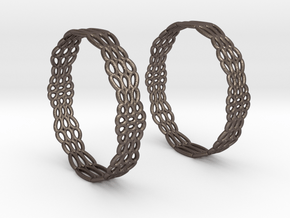 Wired Beauty 2 Hoop Earrings 50mm in Polished Bronzed Silver Steel